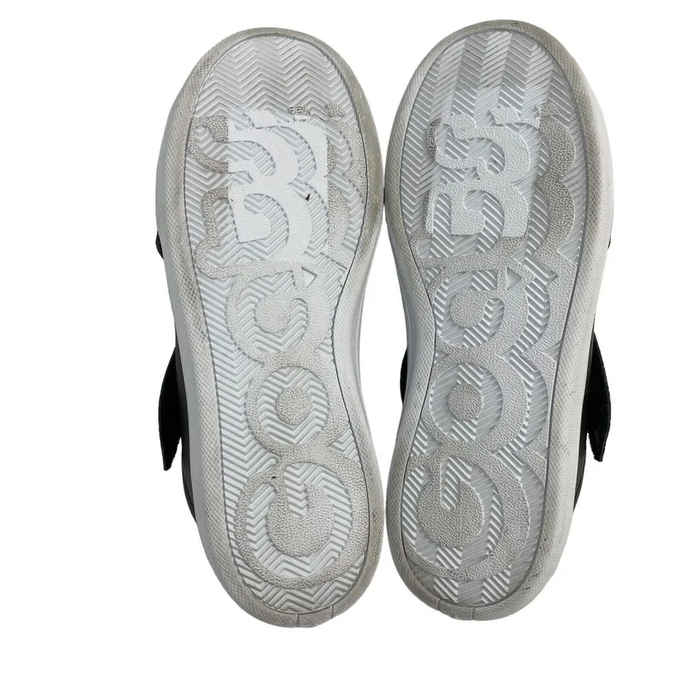 GOATS Kids Black Leather Low Crossover Hook-and-loop Sneakers Size 1 Unisex